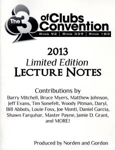 Cover Image for The 3 of Clubs Convention: 2013 Lecture Notes