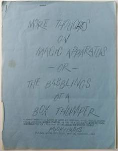 Cover Image for More Thoughts on Magic Apparatus